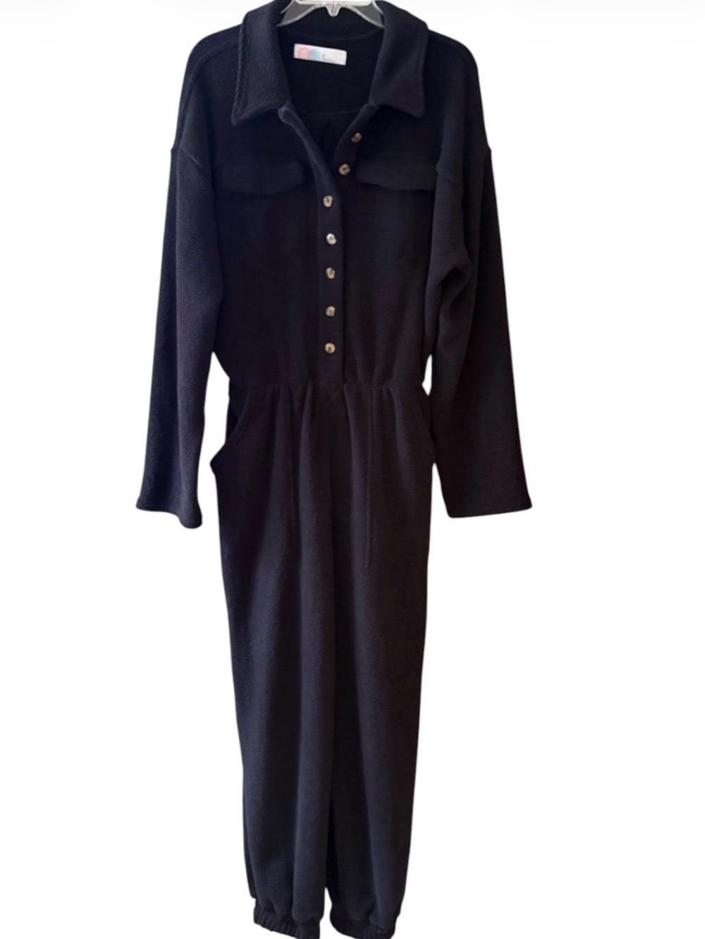NWOT FREE PEOPLE CHENILLE ONESIE JUMPSUIT SIZE M BLACK